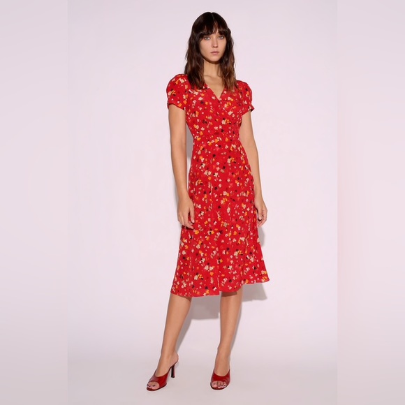 Realisation Par Dresses & Skirts - Realisation Par the Teale dress in rouge fleur red SMALL